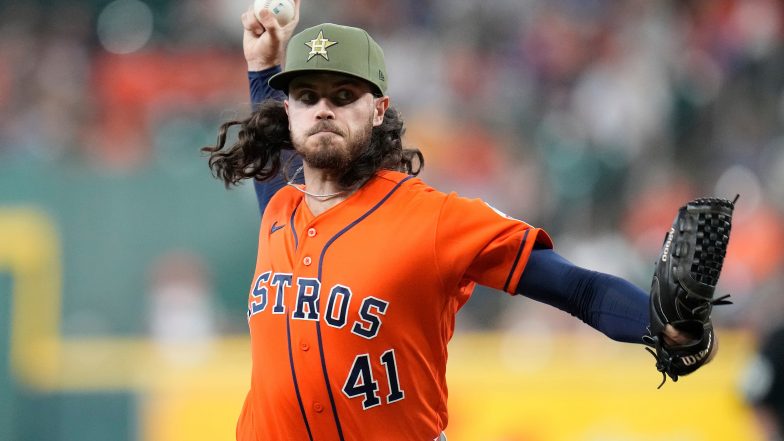Astros' Spencer Arrighetti Works 7 1/3 No-hit Innings Vs. Rangers