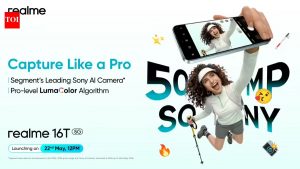 Realme 16T 5G Introduces Segment’s Leading 50MP Sony AI Camera for Content Creators and Mobile Photography Enthusiasts in India.