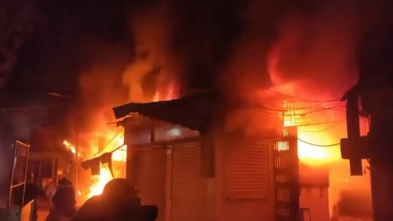 Thane Fire: Massive Blaze Erupts at Market in Maharashtra; Firefighter, Security Guard Killed (Watch Video)