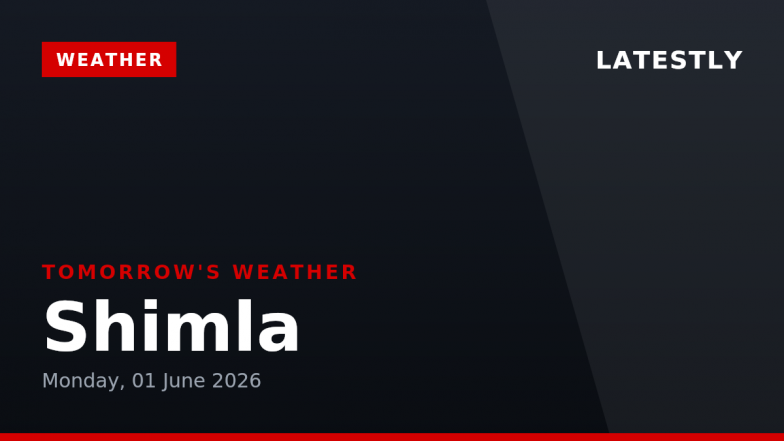 Shimla Weather Forecast Tomorrow: June 1, 2026 - Slight Rain, Temps 11&deg;C-21&deg;C