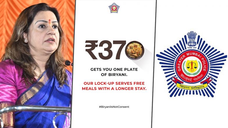 INR 370 Biryani Row: Mumbai Police Defends Viral &lsquo;#BiryaniIsNotConsent&rsquo; Post After Priyanka Chaturvedi&rsquo;s Criticism
