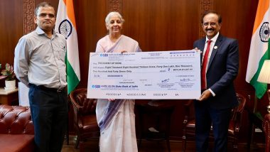 SBI’s INR 8,813 Crore Dividend Boosts Government Finances, Nirmala Sitharaman Receives Cheque