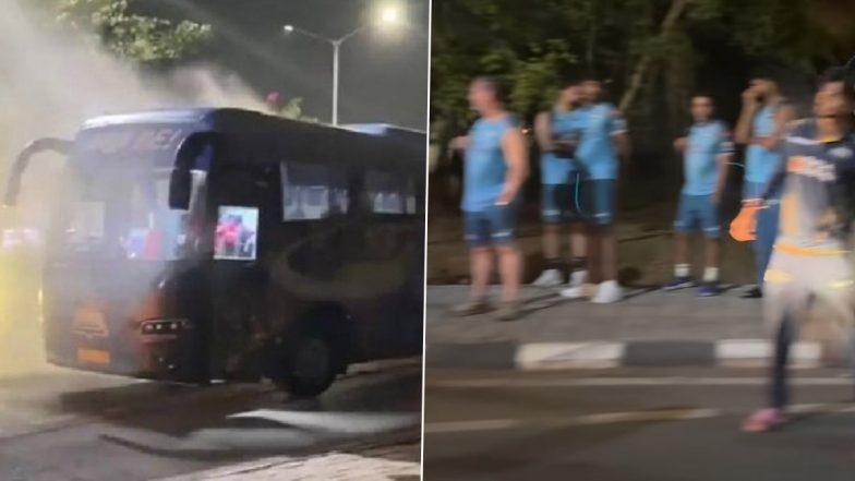 GT Team Bus Catches Fire Due to Short Circuit Post-IPL 2026 Final; Players and Staff Safely Evacuated
