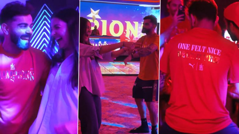 Virat Kohli and Wife Anushka Sharma Burn the Dance Floor at RCB's IPL 2026 Victory Celebration (Watch Video)