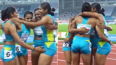 India Women's 4x100m Relay Team Wins Gold After Beating Hosts China at Asian Relay Championships 2026 (Watch Video)