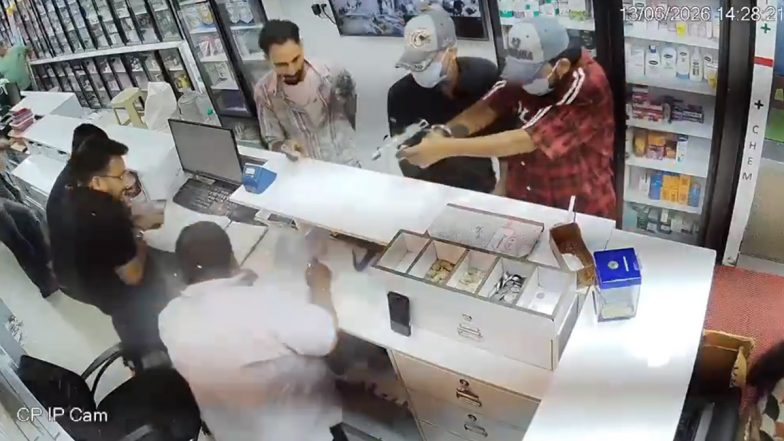Chandigarh Murder Caught on Camera: Masked Gunmen Storm Medical Store, Cashier Shot Dead in Broad Daylight; Shocking Video Surfaces
