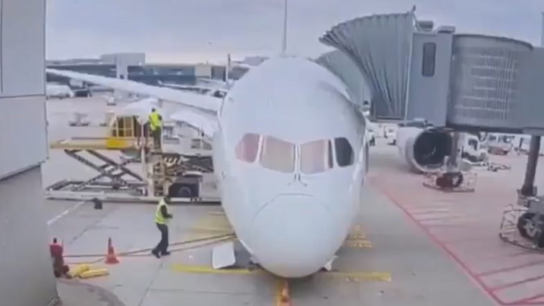 Lufthansa Boeing 787-9 Dreamliner Suffers Nose Gear Collapse at Frankfurt Airport; Several Injured (Watch Video)