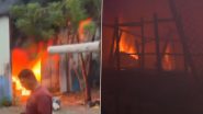 Nanded Fire: Massive Blaze Destroys Akshar Preschool Warehouse in Taroda Naka, No Casualties Reported (Watch Video)