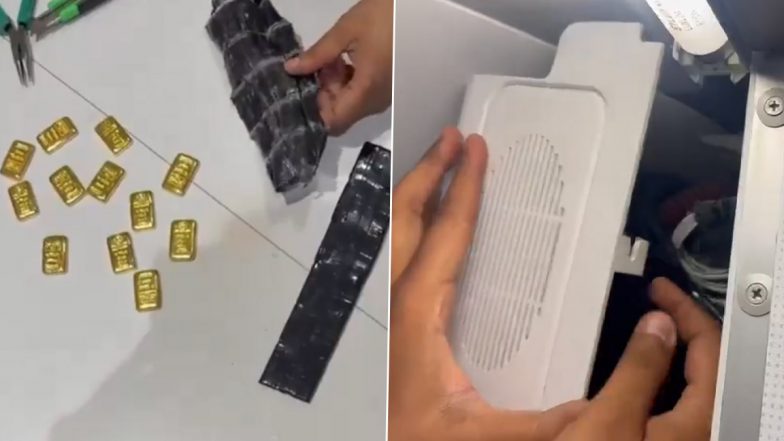 Gold Smuggling Foiled at Ahmedabad Airport: Gold Bars Worth Over INR 4 Crore Found Concealed Inside IndiGo Aircraft Toilet Speaker Box (Watch Videos)