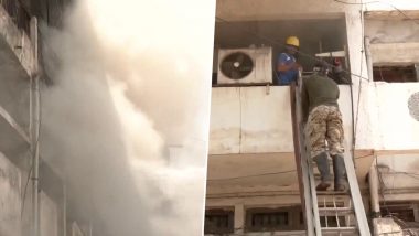 Raipur Fire: Blaze Erupts at Central Bank Zonal Office in Bombay Market Area, Firefighting Operations Underway (Watch Video)