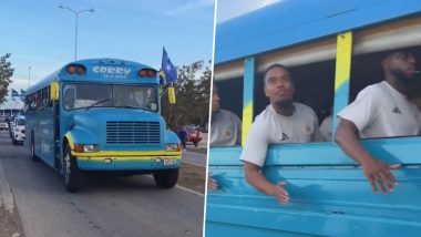 Debutants Curacao National Football Team Arrive At FIFA World Cup 2026 Team Base In Custom-Painted School Bus (Watch Video)
