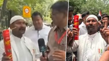 CJP Protest: Man With &lsquo;Hit&rsquo; Spray Breaches Security at Jantar Mantar, Scuffle Erupts (Watch Video)