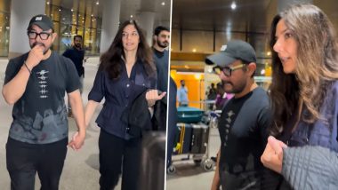 Aamir Khan and Gauri Spratt Serve Major Couple Goals As They Walk Hand-in-Hand at Mumbai Airport Ahead of July Wedding (Watch Video)