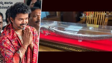 Tamil Nadu CM Vijay Visits Sri Mookambika Temple in Karnataka, Offers 1.6-Kg Silver Sword to Deity (Watch Video)