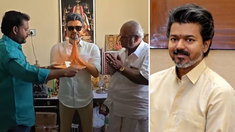 Vijay&rsquo;s Statue Worshipped by TVK Worker in Tiruchirappalli; Claims It Will Bring Good Fortune to Tamil Nadu (Watch Viral Video)