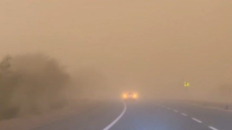 Rajasthan Dust Storm: Massive Sandstorm Engulfs Churu, Reduces Visibility to Near Zero and Disrupts Highway Traffic (Watch Videos)