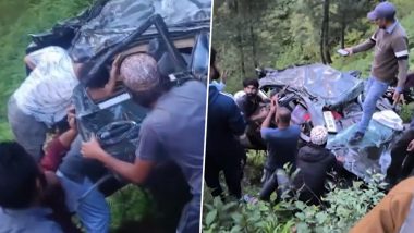 Banihal Road Accident: 2 Dead After Vehicle Falls Into Gorge In Levra Forest Area (Watch Video)