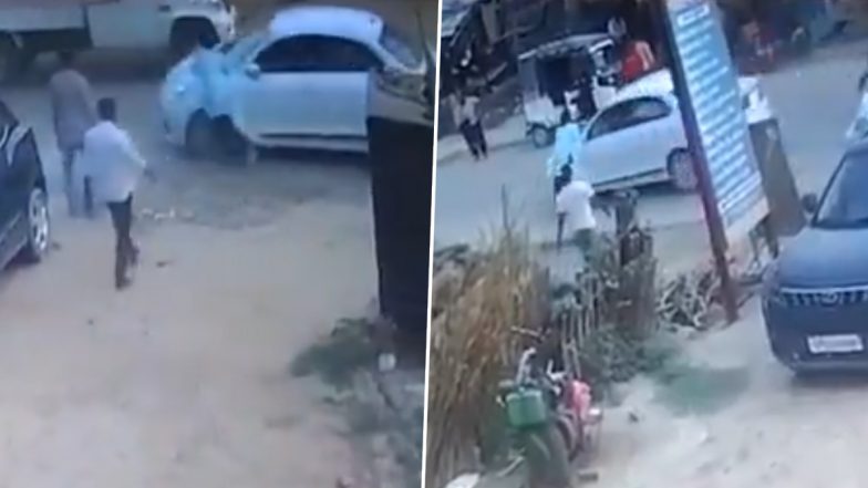 Bareilly: Woman Climbs Onto Husband&rsquo;s Car Bonnet After Finding Him With Another Woman; Video Goes Viral