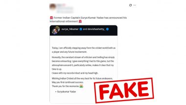 Fact Check: Has Suryakumar Yadav Announced His Retirement After Being Removed As India T20I Captain?