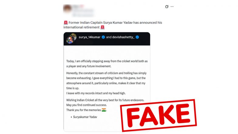 Fact Check: Has Suryakumar Yadav Announced His Retirement After Being Removed As India T20I Captain?