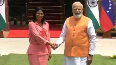 PM Narendra Modi, Venezuela&rsquo;s Acting President Delcy Rodriguez Hold Bilateral Talks in Delhi (Watch Video)