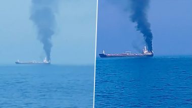 MT Jalveer Attacked: Commercial Vessel Comes Under Attack off Oman Coast, Third Ship With Indian Crew Targeted Near Strait of Hormuz (See Pics and Video)