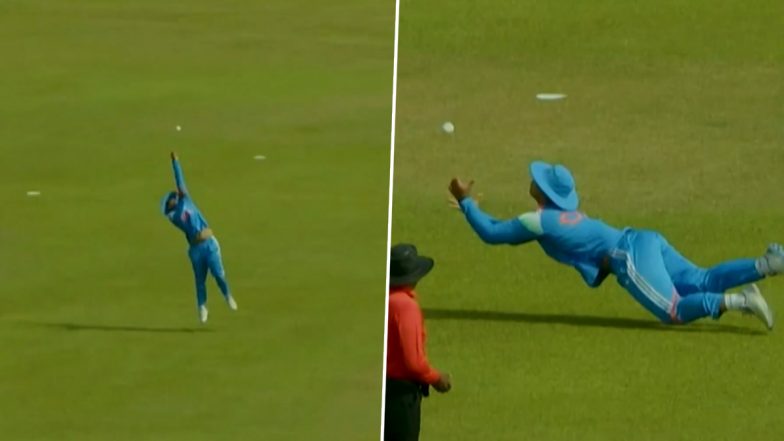 Vaibhav Sooryavanshi Takes Stunning Rebound Catch To Dismiss Khalid Taniwal During IND-A vs AFG-A Match (Watch Video