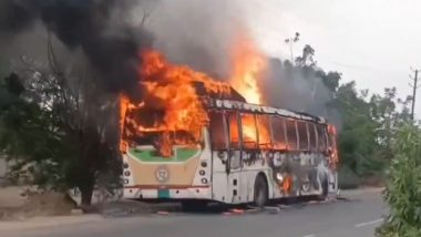 Telangana RTC Electric Bus Catches Fire En Route to Hyderabad; 39 Passengers Escape Unhurt