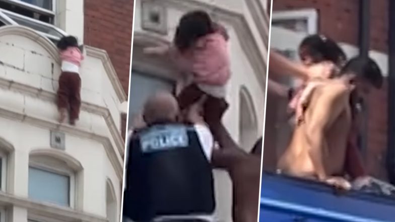 UK Viral Video: Man Catches 3-Year-Old Girl After She Hangs From Window Ledge for 9 Minutes in East London