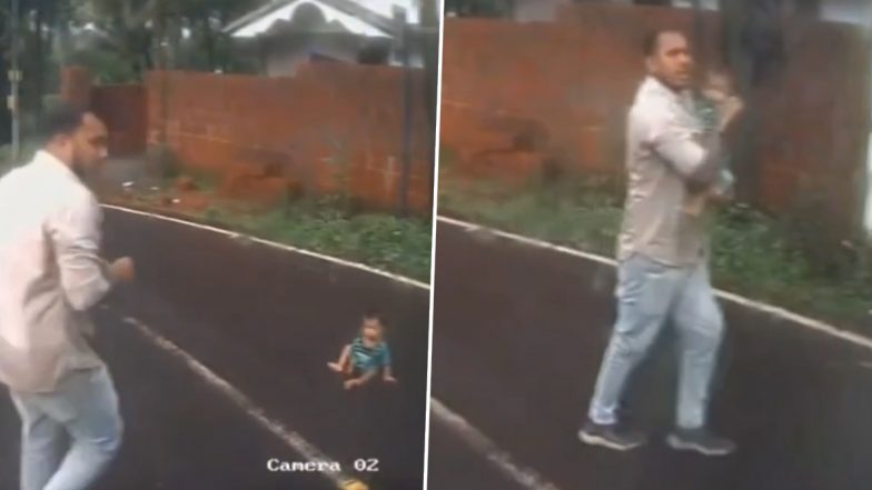 Kerala Bus Driver Brakes Just in Time To Save Toddler Crawling Onto Busy Road in Malappuram, Video Goes Viral