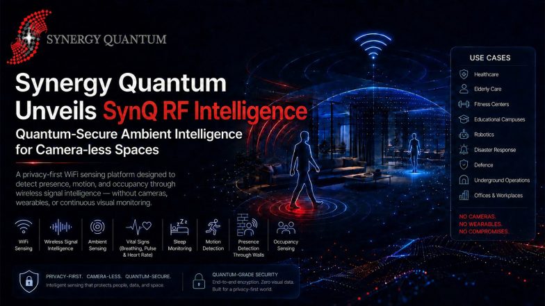 Business News | Synergy Quantum Unveils SynQ RF Intelligence: Quantum-Secure Ambient Intelligence for Camera-less Spaces