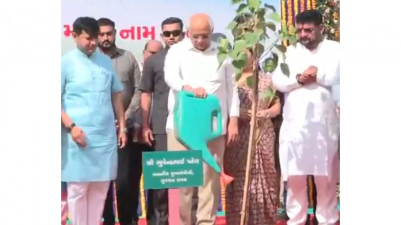 India News | Gandhinagar: Gujarat CM Bhupendra Patel Plants Sapling Under 'Ek Ped Maa Ke Naam' Initiative