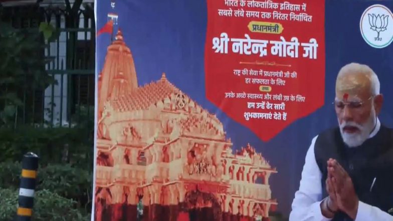 India News | Delhi: BJP Puts Up Banners Marking PM Modi's 12-year Tenure