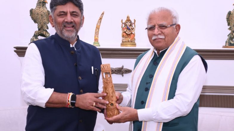 India News | Karnataka CM DK Shivakumar Meets Union Minister Khattar in Delhi, Submits Report on State Issues