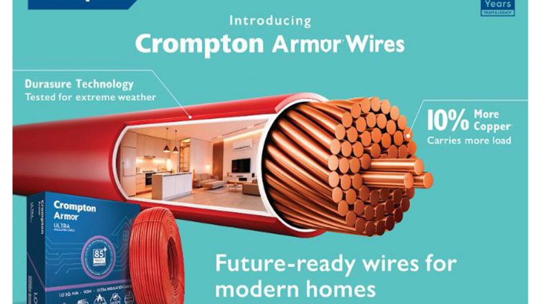 Business News | Crompton Enters India's House Wires Category with the Launch of Crompton Armor Wires