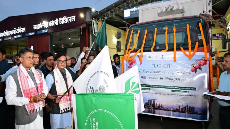 India News | Assam CM Flags off International Consignment of GI-tagged Tezpur Litchis to Singapore