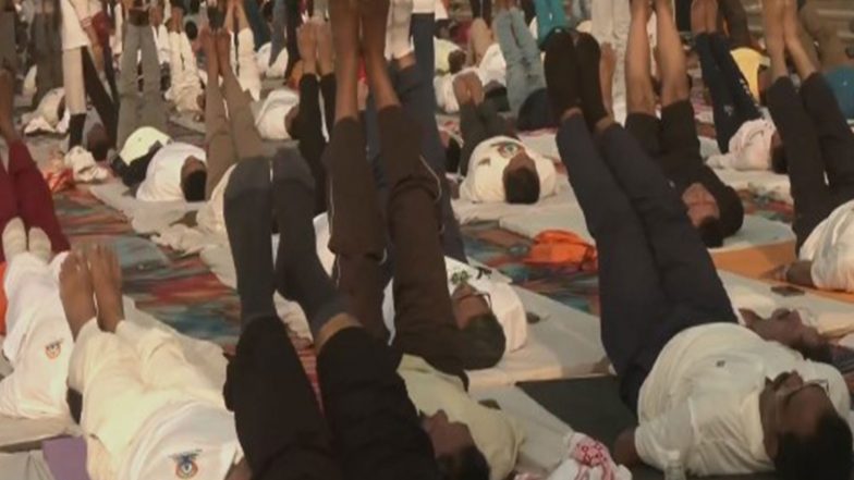 India News | Uttar Pradesh: Yoga Week Begins at Namo Ghat in Varanasi Ahead of International Yoga Day