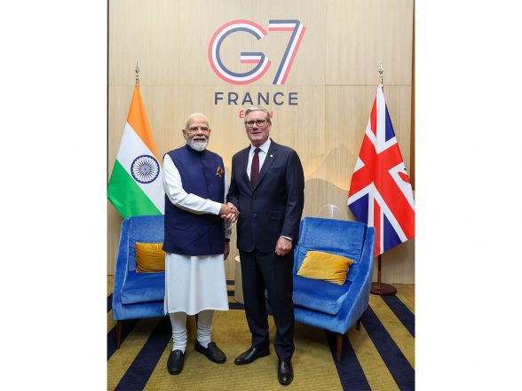 World News | PM Modi Meets UK Counterpart Starmer on Sidelines of G7 Summit, Says Trade Deal Has Opened Many Avenues of Economic Cooperation
