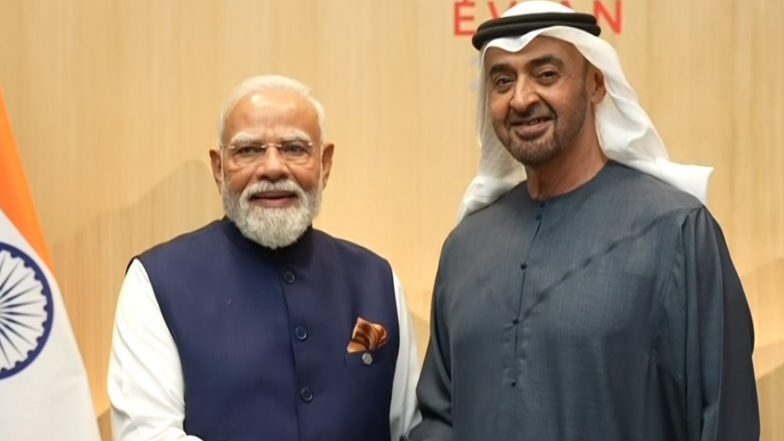 World News | PM Modi Holds Bilateral Meeting with UAE President Al Nahyan on Sidelines of G7 Summit