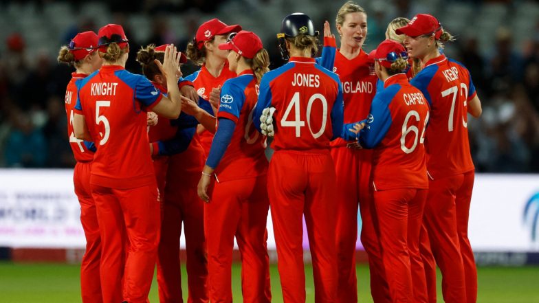 Sports News | Women's T20 World Cup: England Beat Ireland by Four Wickets in Rain-hit Clash as Ecclestone Shines with Ball