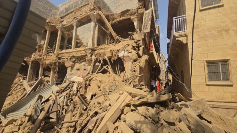 India News | 250-year-old Historic Jain Trust Property Collapses Due to Illegal Basement Excavation Near Sonar Fort in Rajasthan's Jaisalmer