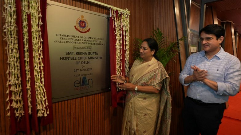 Business News | Hon'ble Delhi CM Smt. Rekha Gupta Inaugurates Citizen Lounge Cum New Age Learning Centre Developed by Elan Foundation at DM Office, New Delhi