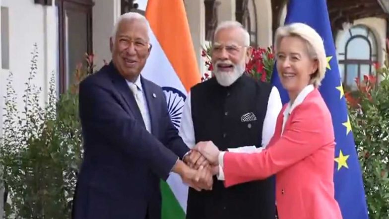 World News | PM Modi Holds Trilateral Meeting with EU Leaders Costa, Von Der Leyen on Sidelines of G7 Summit
