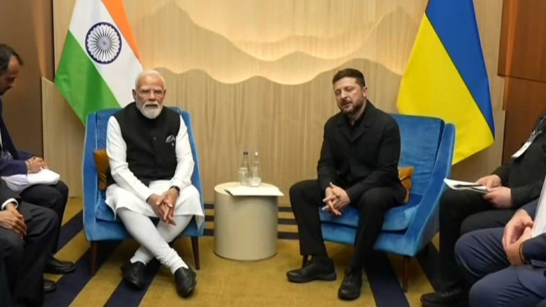 World News | PM Modi Holds Bilateral Meeting with Ukrainian President Volodymyr Zelenskyy on Sidelines of G7 Summit: