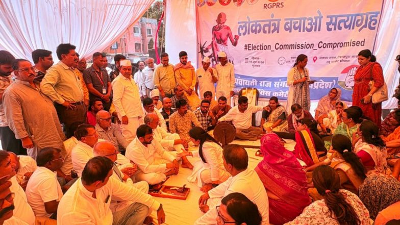 India News | MP Congress Holds 'Loktantra Bachao Satyagraha' in Bhopal Against Meenakshi Natarajan's Nomination Rejection
