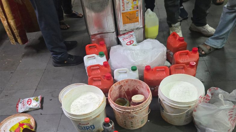 India News | Telangana: Hyderabad Police Busts Illegal Food Godown in Charminar, Seizes 110 Kg Adulterated Stock