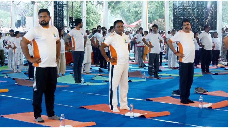 India News | Odisha CM Mohan Charan Majhi Leads 12th International Yoga Day Celebrations in Bhubaneswar