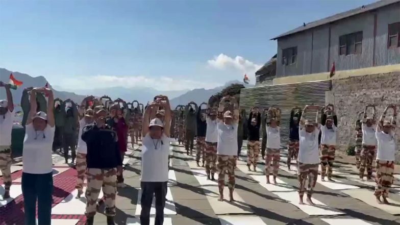 India News | International Yoga Day: Yoga Camp Organised for Army, ITBP Personnel at 13,200-ft-high Shipki La Border