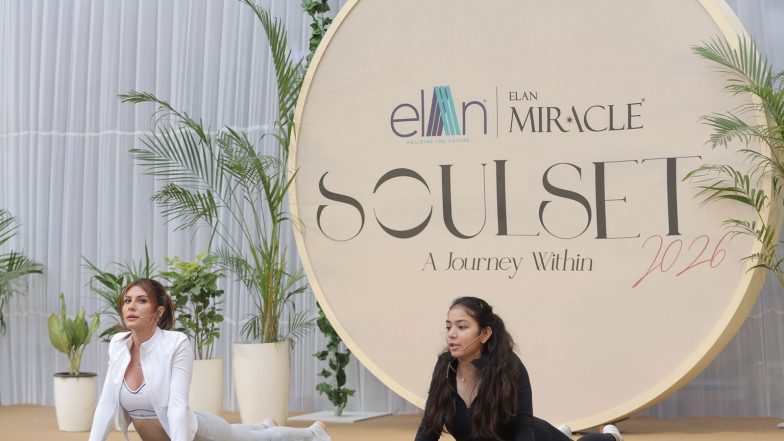 Business News | Elan Group Celebrates International Yoga Day With Bollywood Sensation Elnaaz Norouzi Through Soulset at Elan Miracle Mall