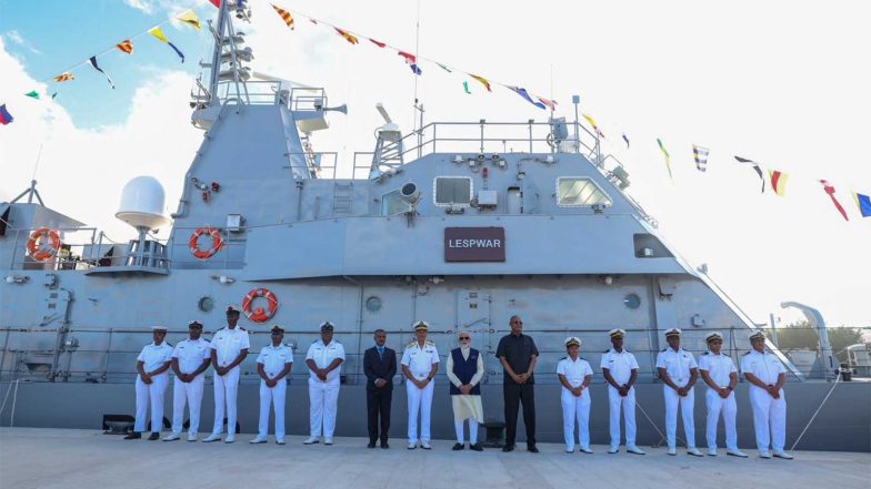 World News | PM Modi Hands over Made-in-India Patrol Vessel, Ambulances, Utility Vehicles to Seychelles